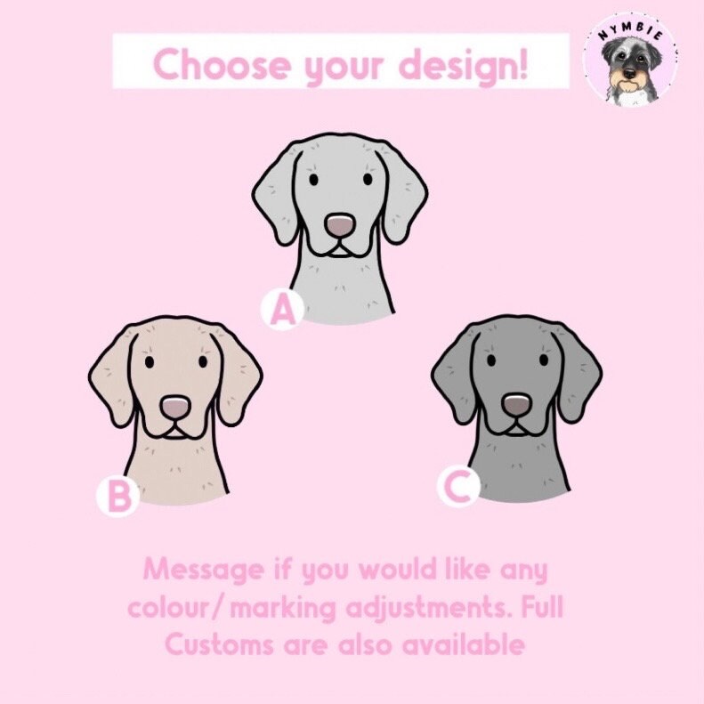 Weimaraner Cartoon Dog Breed Phone Case Personalised Pet Portrait Illustration iPhone Samsung Cover