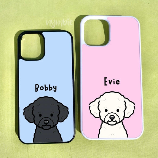 Toy Poodle Cartoon Dog Breed Phone Case Personalised Pet Portrait Illustration iPhone Samsung Cover