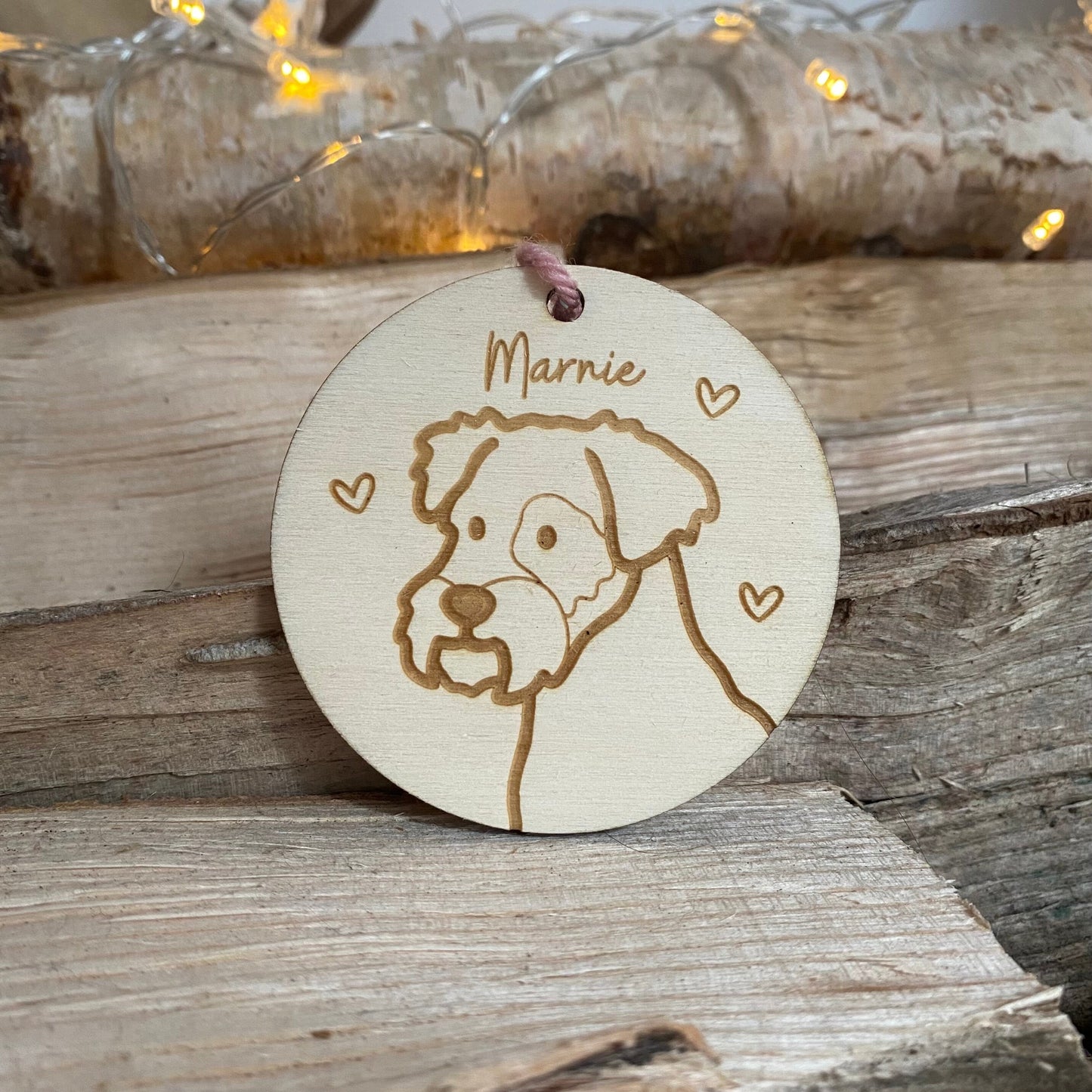 Custom Portrait Dog Decoration Wood Ornament Cute Personalised Illustration Drawing Christmas Bauble Wooden Decor | nymbie