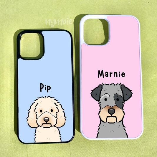 Custom Pet Phone Case Cute Cartoon Drawing Personalised Dog Portrait Illustration Colourful iPhone Samsung Cover