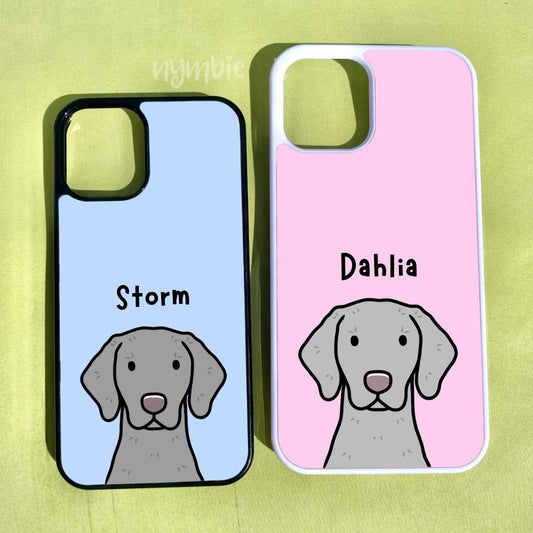 Weimaraner Cartoon Dog Breed Phone Case Personalised Pet Portrait Illustration iPhone Samsung Cover