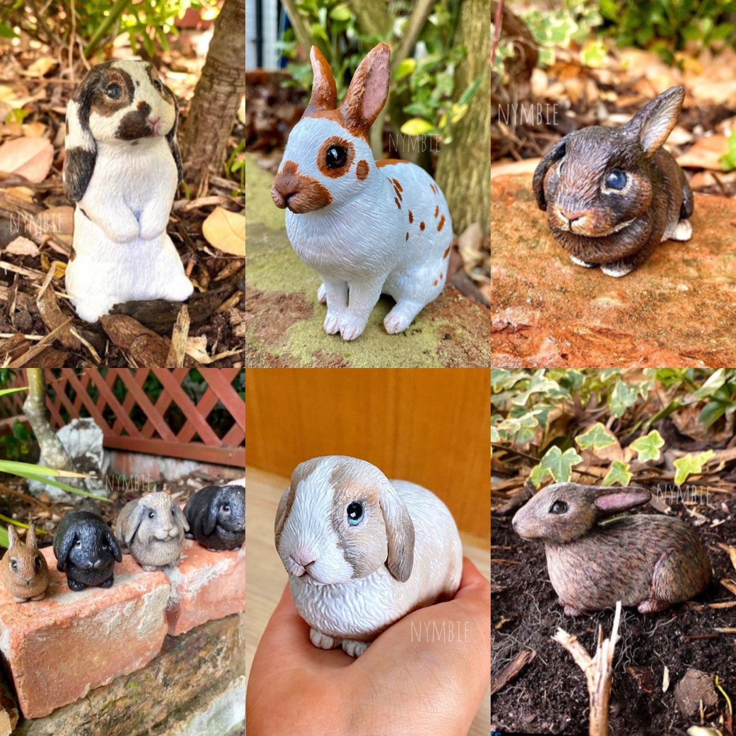 Rabbit Sculpture cute pet memorial portrait art personalised custom polymer clay sculptures