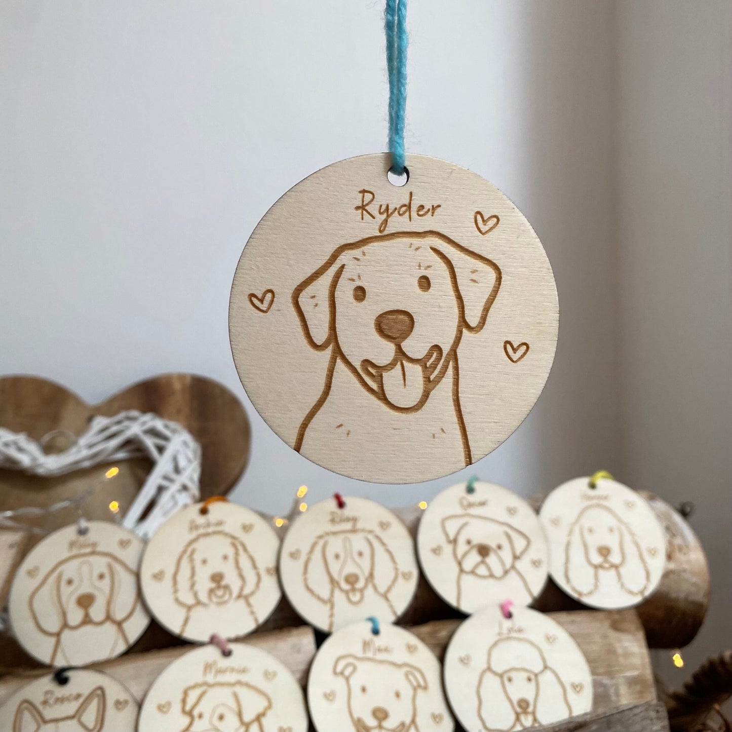 Labrador Dog Breed Decoration Wood Ornament Cute Personalised Illustration Portrait Christmas Bauble Wooden Decor | nymbie