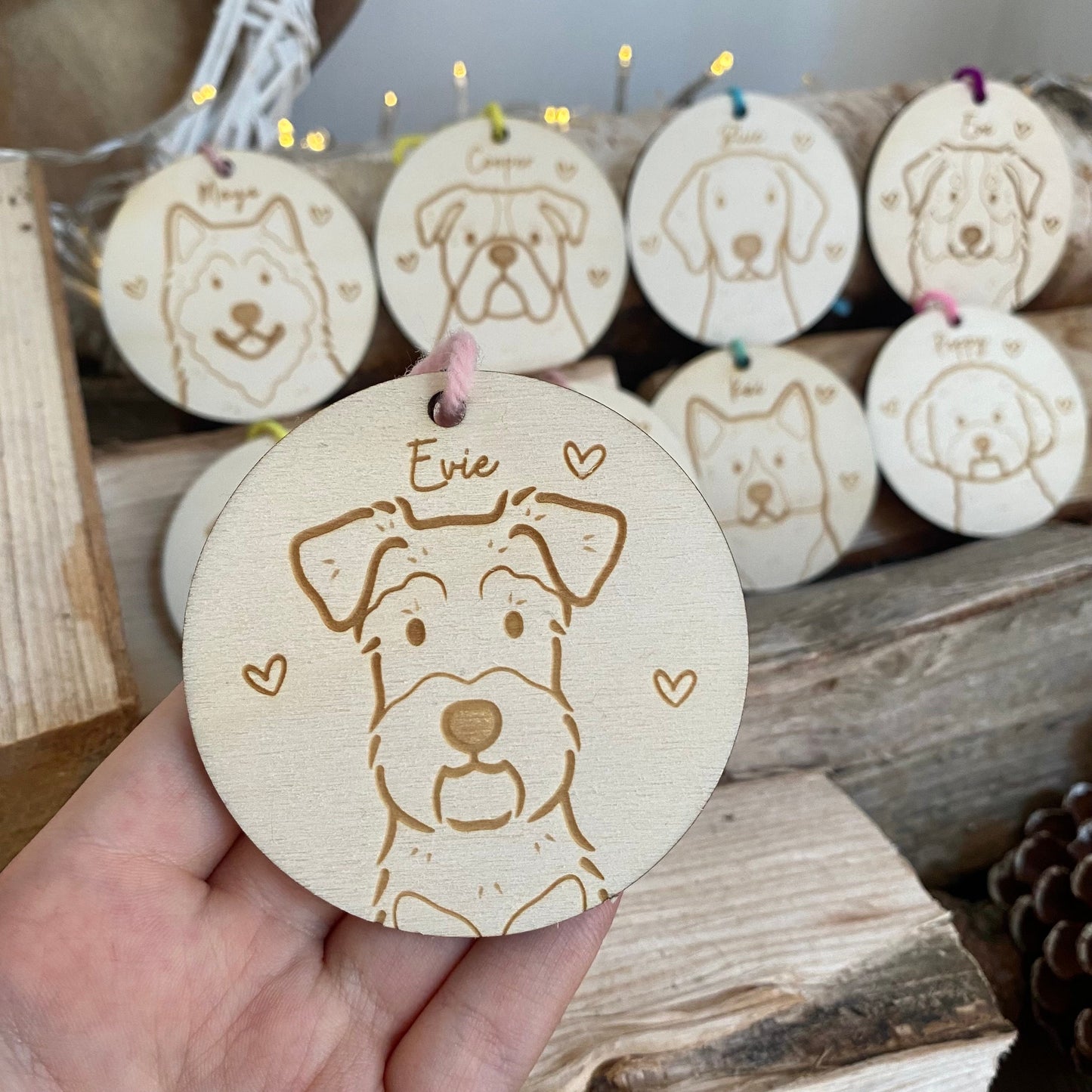 Schnauzer Dog Breed Decoration Wood Ornament Cute Personalised Illustration Portrait Christmas Bauble Wooden Decor | nymbie