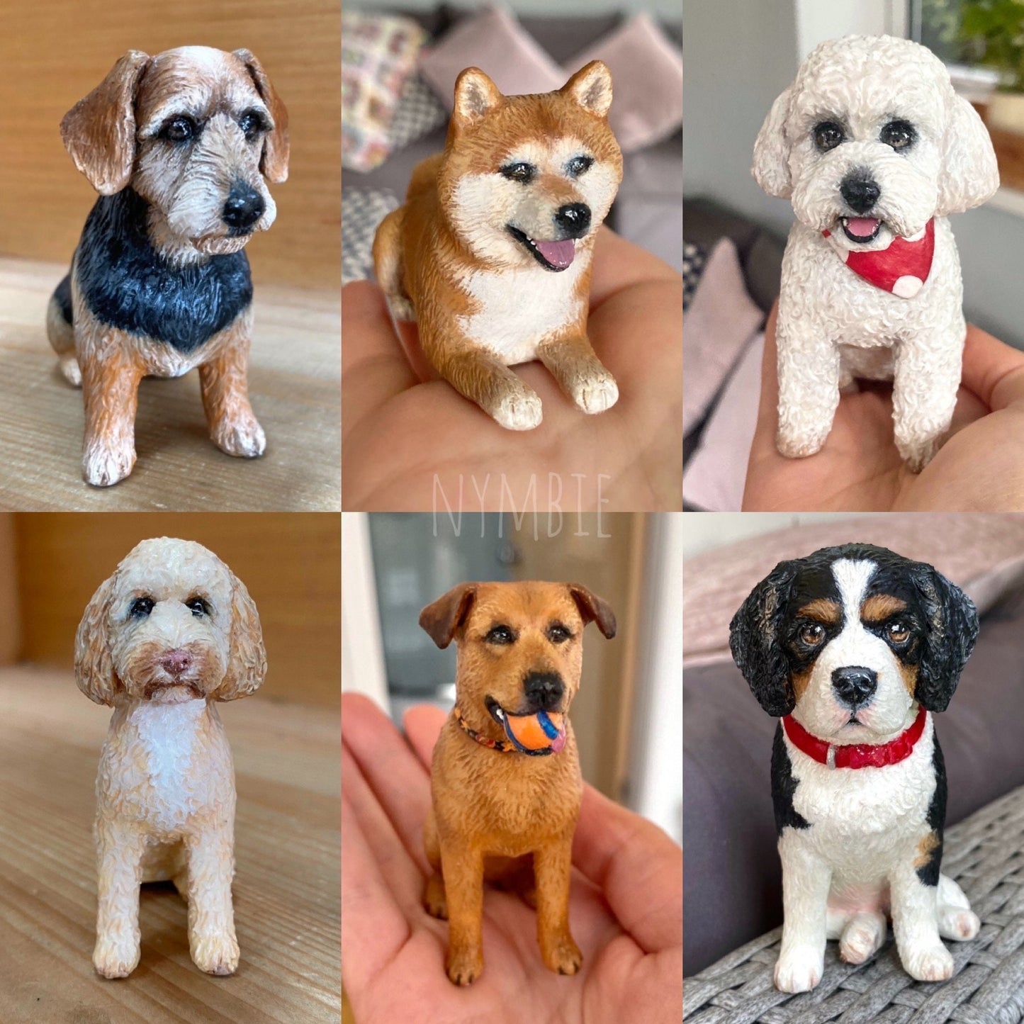 Dog Sculpture handmade polymer clay cute pet custom portrait replica memorial wedding cake topper art model sculptures | nymbie