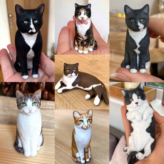 Cat Sculpture handmade polymer clay cute pet custom portrait replica memorial wedding cake topper art model sculptures | nymbie