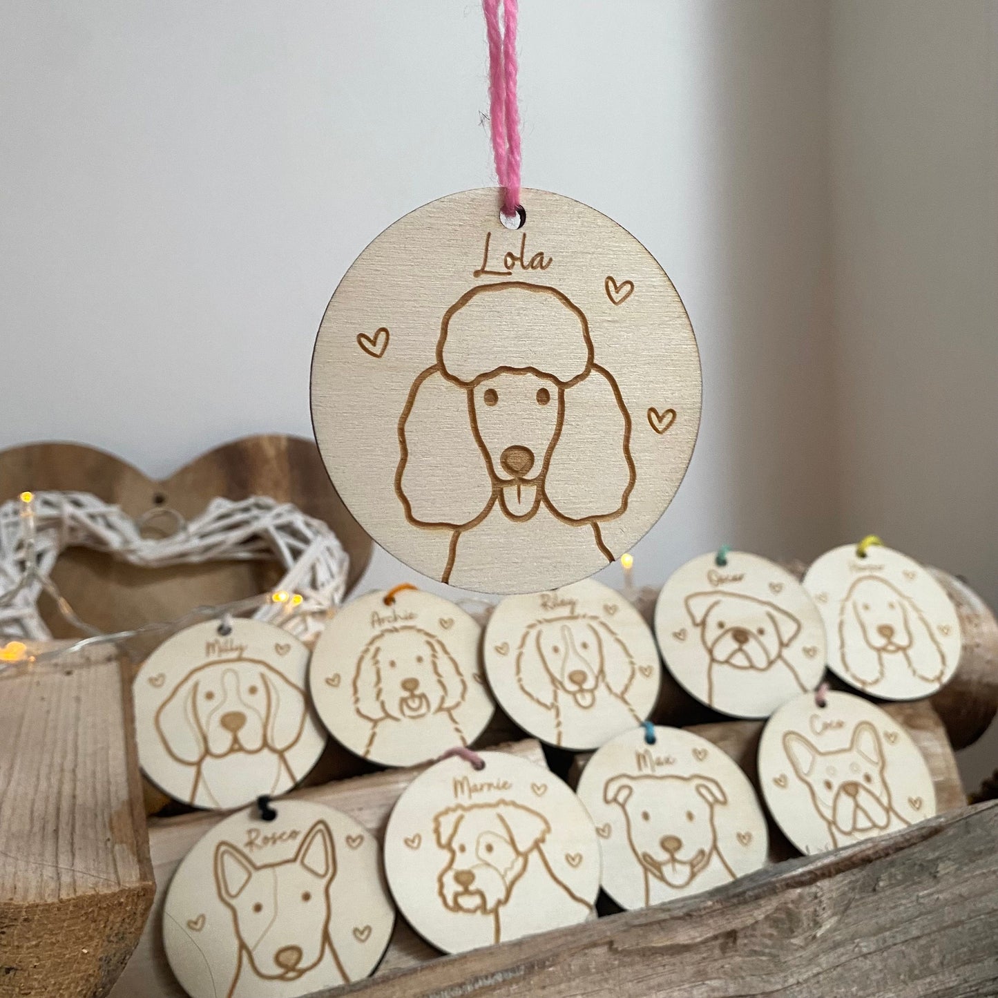 Poodle Dog Breed Decoration Wood Ornament Cute Personalised Illustration Portrait Christmas Bauble Wooden Home Decor | nymbie