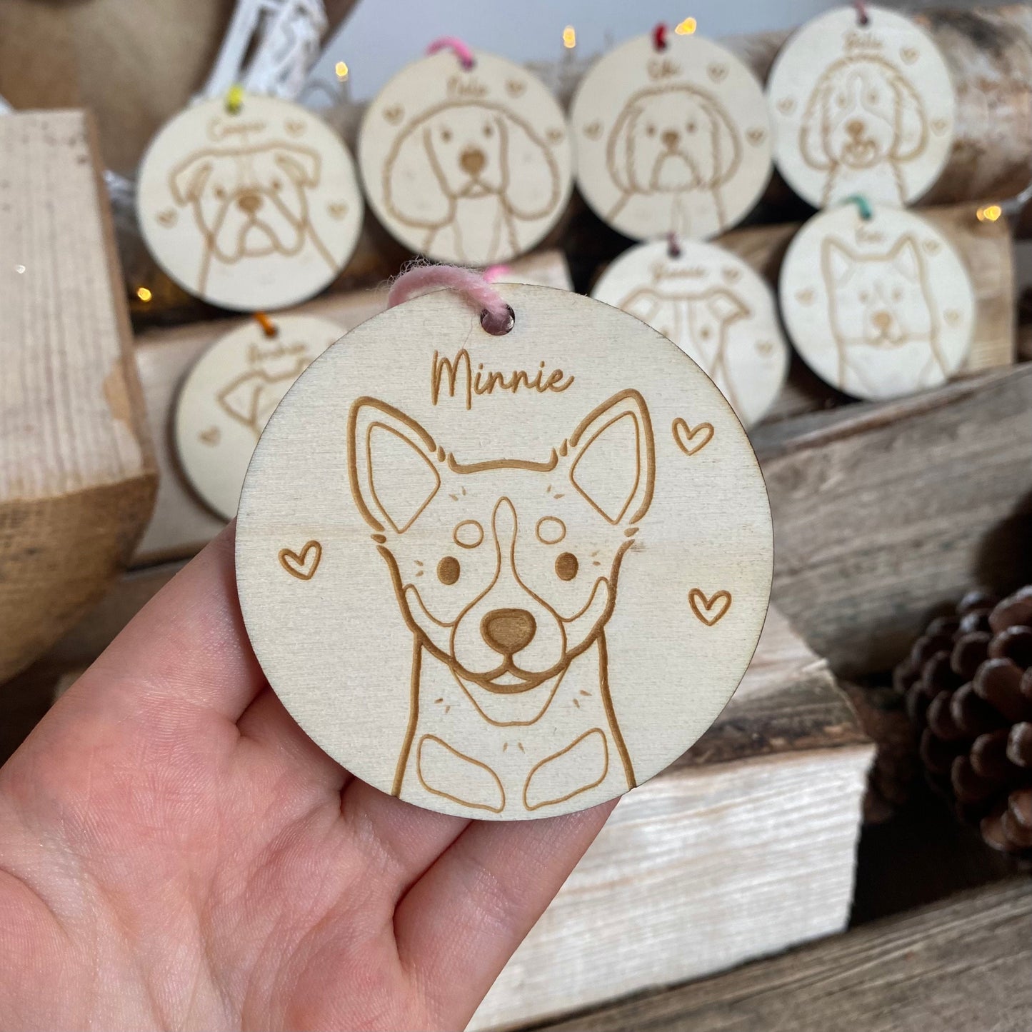 Chihuahua Dog Breed Decoration Wood Ornament Cute Personalised Illustration Portrait Christmas Bauble Wooden Decor | nymbie