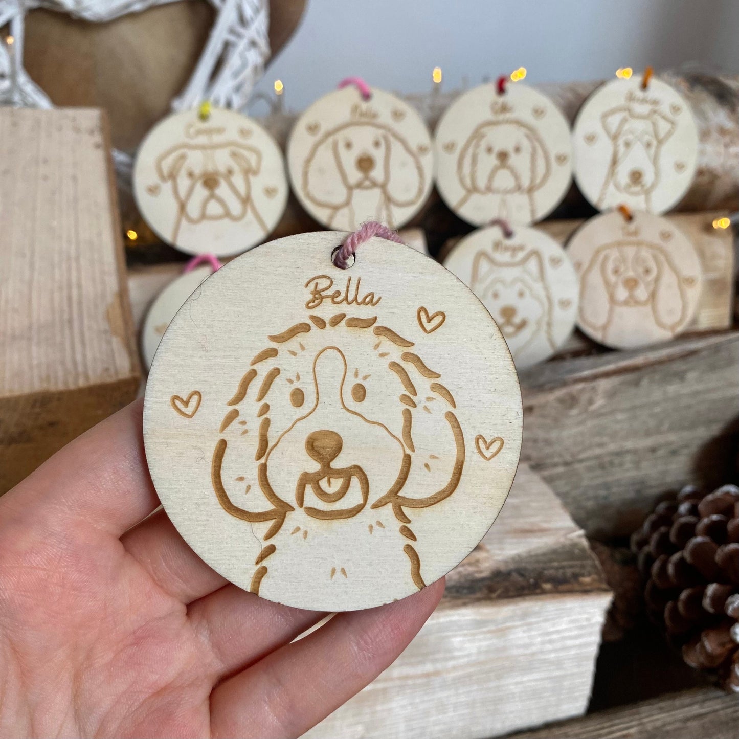 Cockapoo Cavapoo Dog Breed Decoration Wood Ornament Cute Personalised Illustration Portrait Christmas Bauble Wooden Decor | nymbie