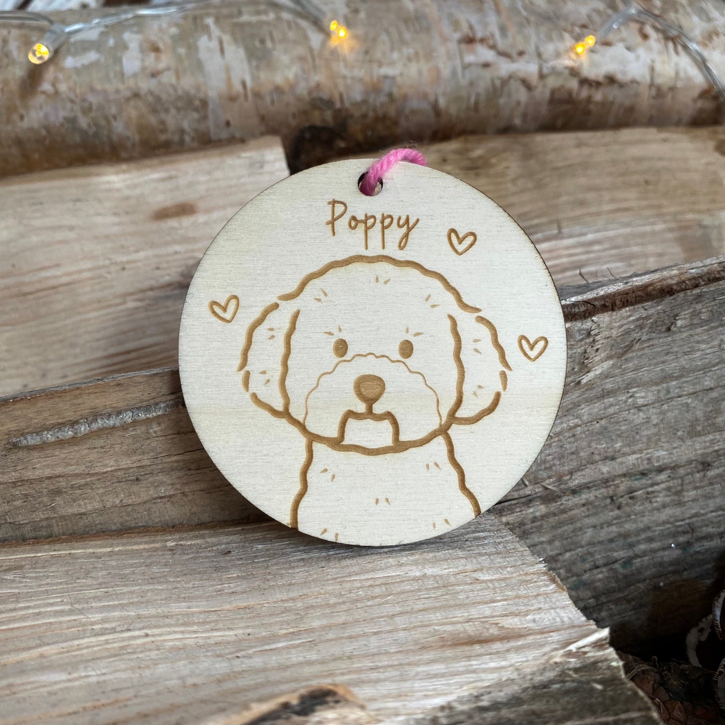 Bichon Frise Dog Breed Decoration Wood Ornament Cute Personalised Illustration Portrait Christmas Bauble Wooden Decor | nymbie