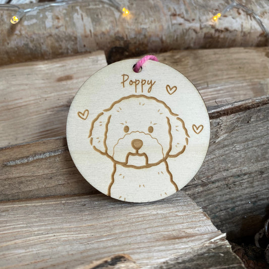 Bichon Frise Dog Breed Decoration Wood Ornament Cute Personalised Illustration Portrait Christmas Bauble Wooden Decor | nymbie