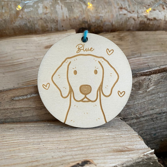 Weimaraner Dog Breed Decoration Wood Ornament Cute Personalised Illustration Portrait Christmas Bauble Wooden Decor | nymbie