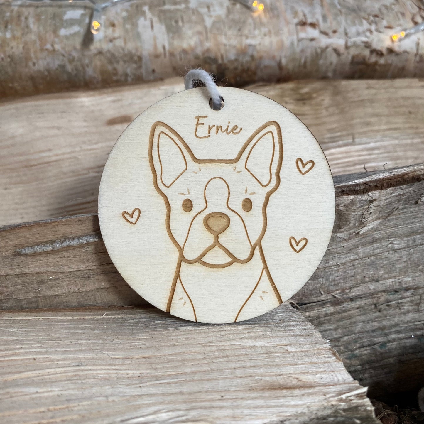 Boston Terrier Dog Breed Decoration Wood Ornament Cute Personalised Illustration Portrait Christmas Bauble Wooden Decor | nymbie