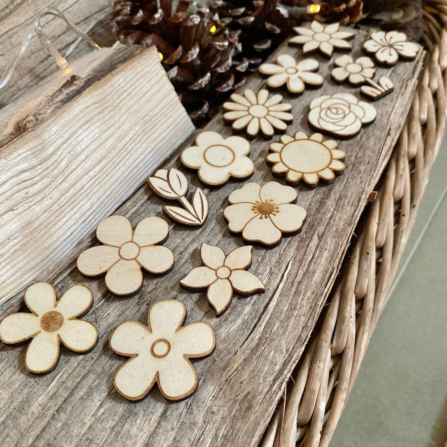 laser cut flower wooden decorations wedding place cards flowers