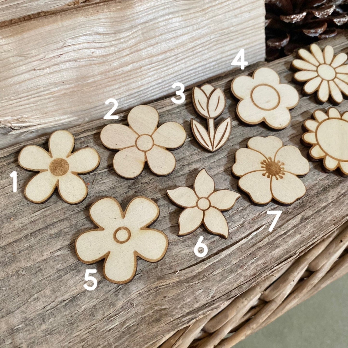 laser cut flower wooden decorations wedding place cards flowers