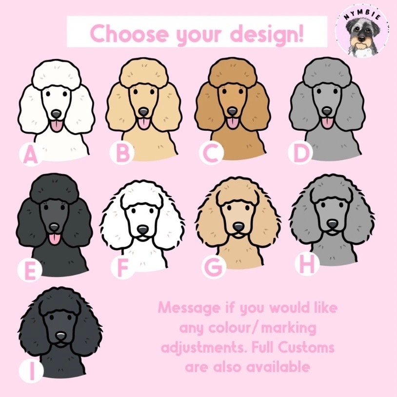 Poodle Cartoon Dog Breed Phone Case Personalised Pet Portrait Illustration iPhone Samsung Cover