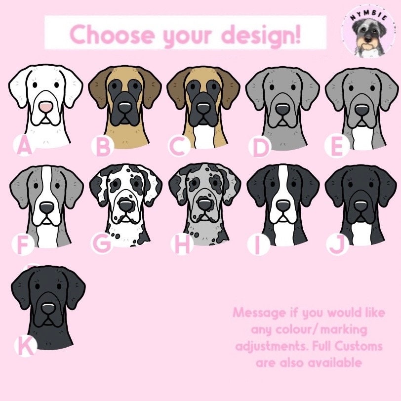 Great Dane Cartoon Dog Breed Phone Case Personalised Pet Portrait Illustration iPhone Samsung Cover