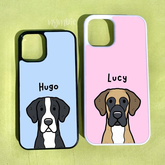 Great Dane Cartoon Dog Breed Phone Case Personalised Pet Portrait Illustration iPhone Samsung Cover