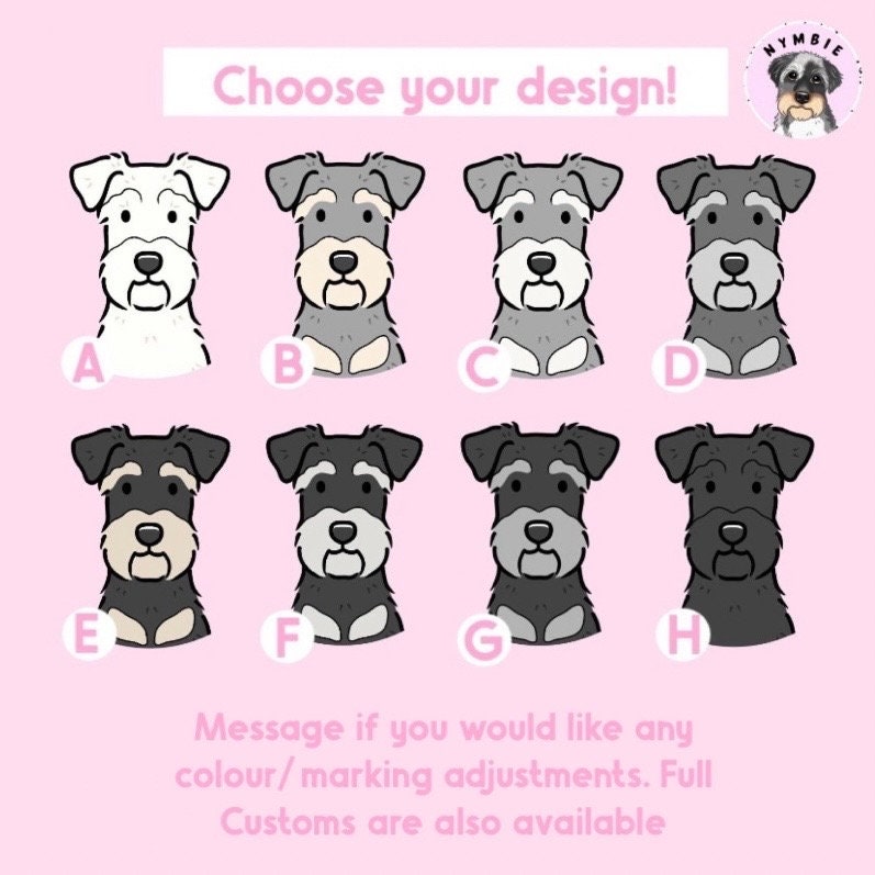 Schnauzer Cartoon Dog Breed Phone Case Personalised Pet Portrait Illustration iPhone Samsung Cover