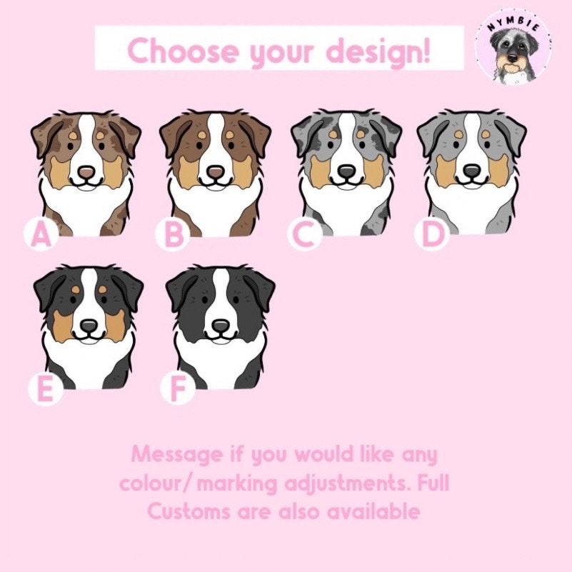 Australian Shepherd Cartoon Dog Breed Phone Case Personalised Pet Portrait Illustration iPhone Samsung Cover