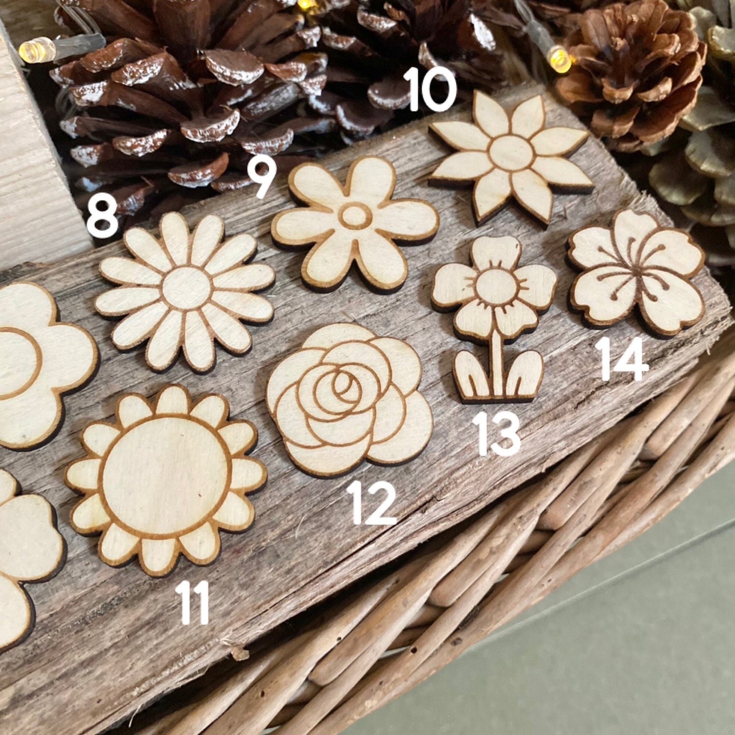 laser cut flower wooden decorations wedding place cards flowers