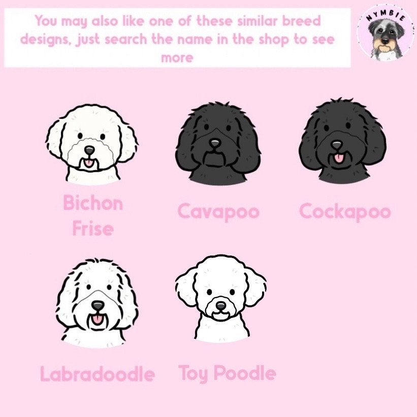 Poodle Cartoon Dog Breed Phone Case Personalised Pet Portrait Illustration iPhone Samsung Cover