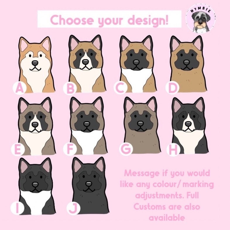 Akita Cartoon Dog Breed Phone Case Personalised Pet Portrait Illustration iPhone Samsung Cover