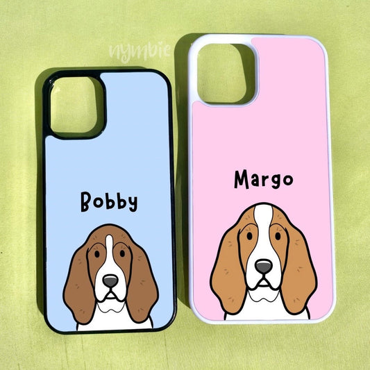 Basset Hound Cartoon Dog Breed Phone Case Personalised Pet Portrait Illustration iPhone Samsung Cover