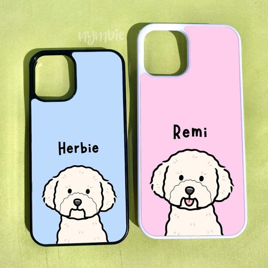 Bichon Frise Cartoon Dog Breed Phone Case Personalised Pet Portrait Illustration iPhone Samsung Cover