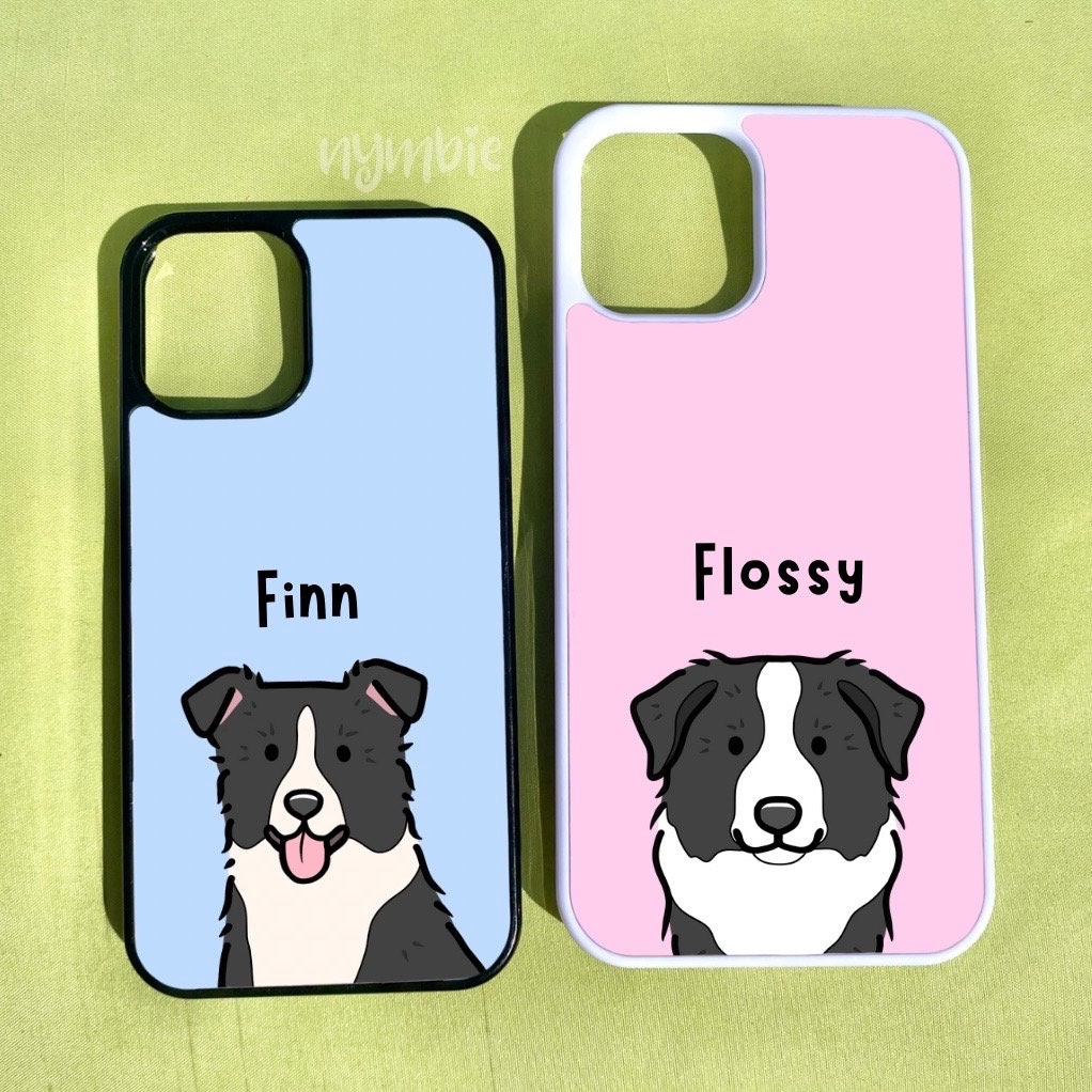 Border Collie Cartoon Dog Breed Phone Case Personalised Pet Portrait Illustration iPhone Samsung Cover