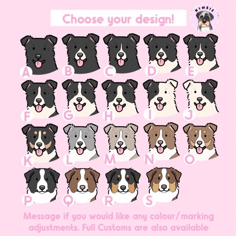 Border Collie Cartoon Dog Breed Phone Case Personalised Pet Portrait Illustration iPhone Samsung Cover