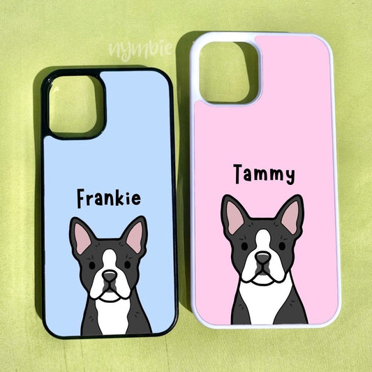 Boston Terrier Cartoon Dog Breed Phone Case Personalised Pet Portrait Illustration iPhone Samsung Cover