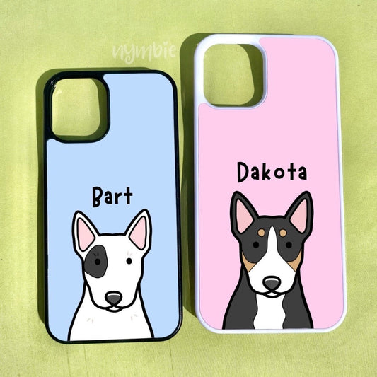 Bull Terrier Cartoon Dog Breed Phone Case Personalised Pet Portrait Illustration iPhone Samsung Cover