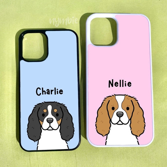 Cavalier King Charles Spaniel Cartoon Dog Breed Phone Case Personalised Pet Portrait Illustration iPhone Samsung Cover