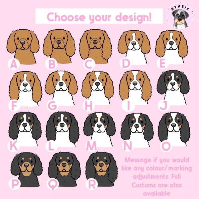 Cavalier King Charles Spaniel Cartoon Dog Breed Phone Case Personalised Pet Portrait Illustration iPhone Samsung Cover