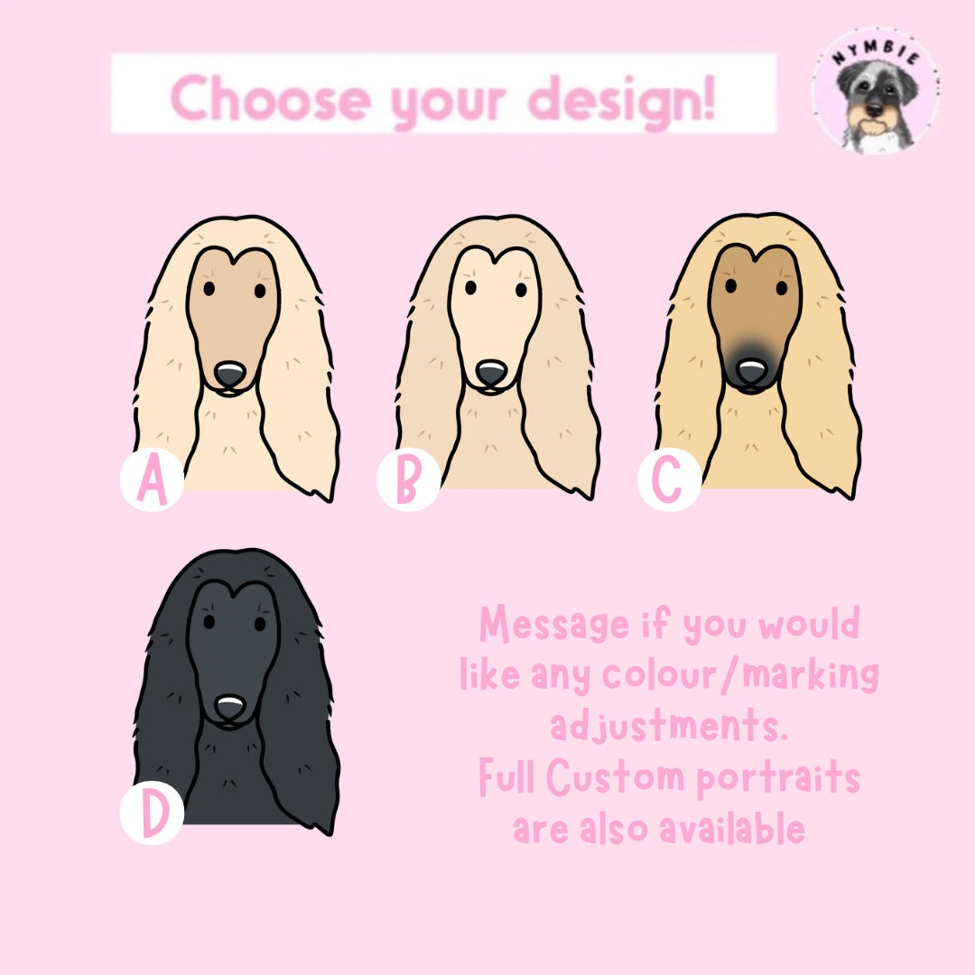 Afghan Hound Cartoon Dog Breed Phone Case Personalised Pet Portrait Illustration iPhone Samsung Cover