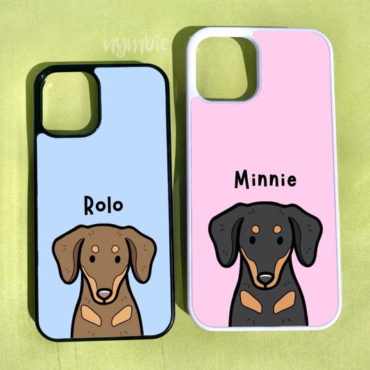 Dachshund Cartoon Dog Breed Phone Case Personalised Pet Portrait Illustration iPhone Samsung Cover