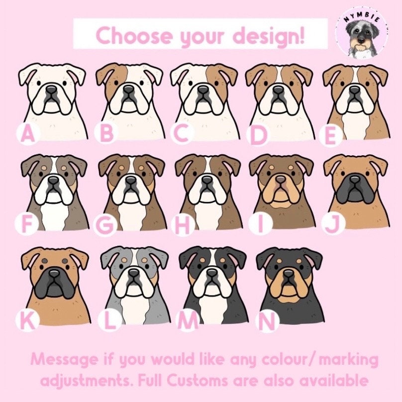 English Bulldog Cartoon Dog Breed Phone Case Personalised Pet Portrait Illustration iPhone Samsung Cover