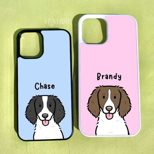 Springer Spaniel Cartoon Dog Breed Phone Case Personalised Pet Portrait Illustration iPhone Samsung Cover