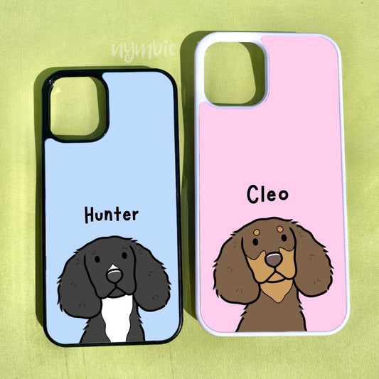 Sprocker Spaniel Cartoon Dog Breed Phone Case Personalised Pet Portrait Illustration iPhone Samsung Cover