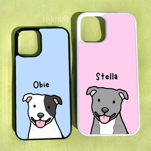 Staffordshire Bull Terrier Cartoon Dog Breed Phone Case Personalised Pet Portrait Illustration iPhone Samsung Cover