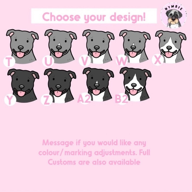 Staffordshire Bull Terrier Cartoon Dog Breed Phone Case Personalised Pet Portrait Illustration iPhone Samsung Cover