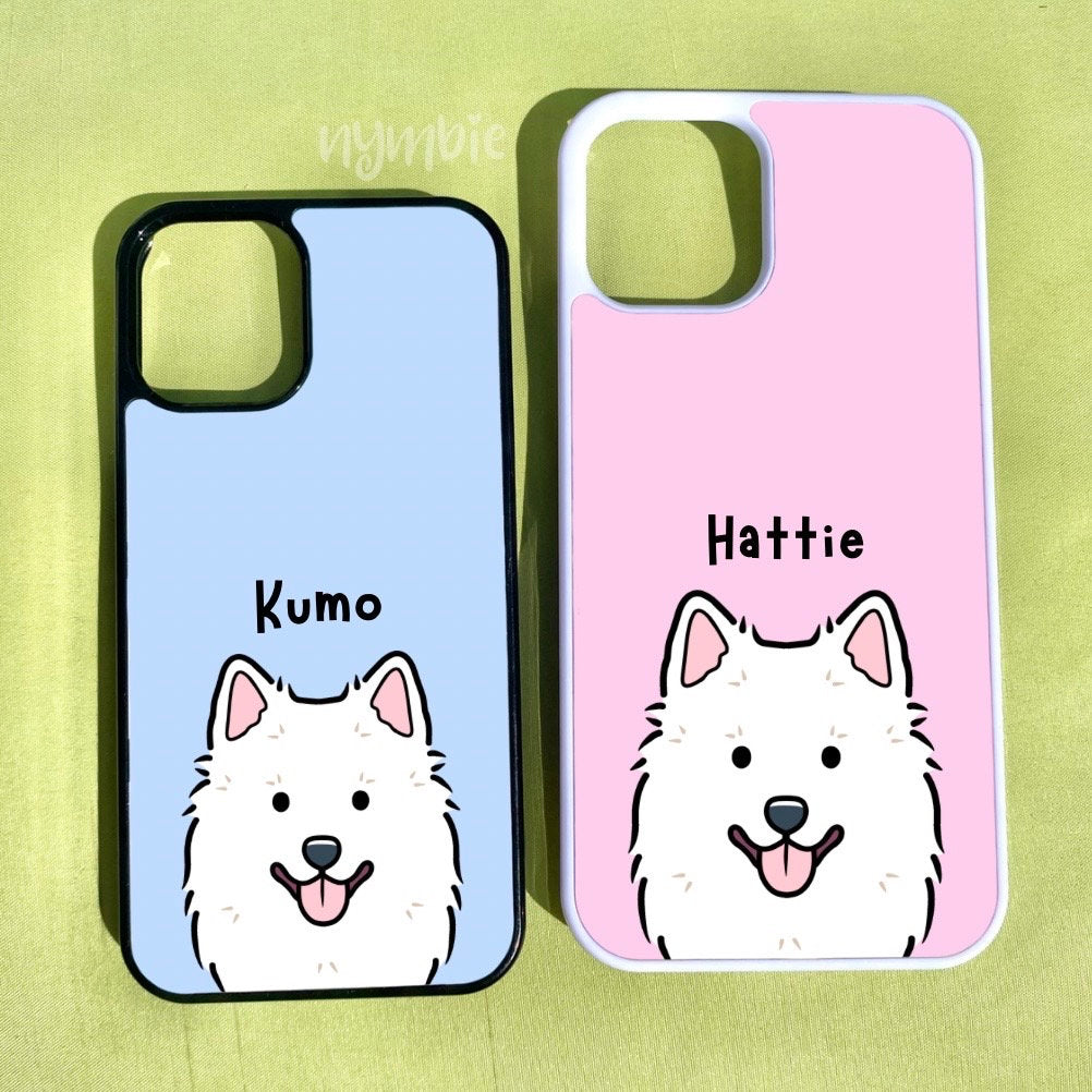 American Eskimo Dog Cartoon Breed Phone Case Personalised Pet Portrait Illustration iPhone Samsung Cover