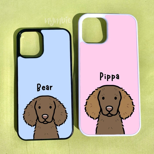 American Water Spaniel Cartoon Dog Breed Phone Case Personalised Pet Portrait Illustration iPhone Samsung Cover