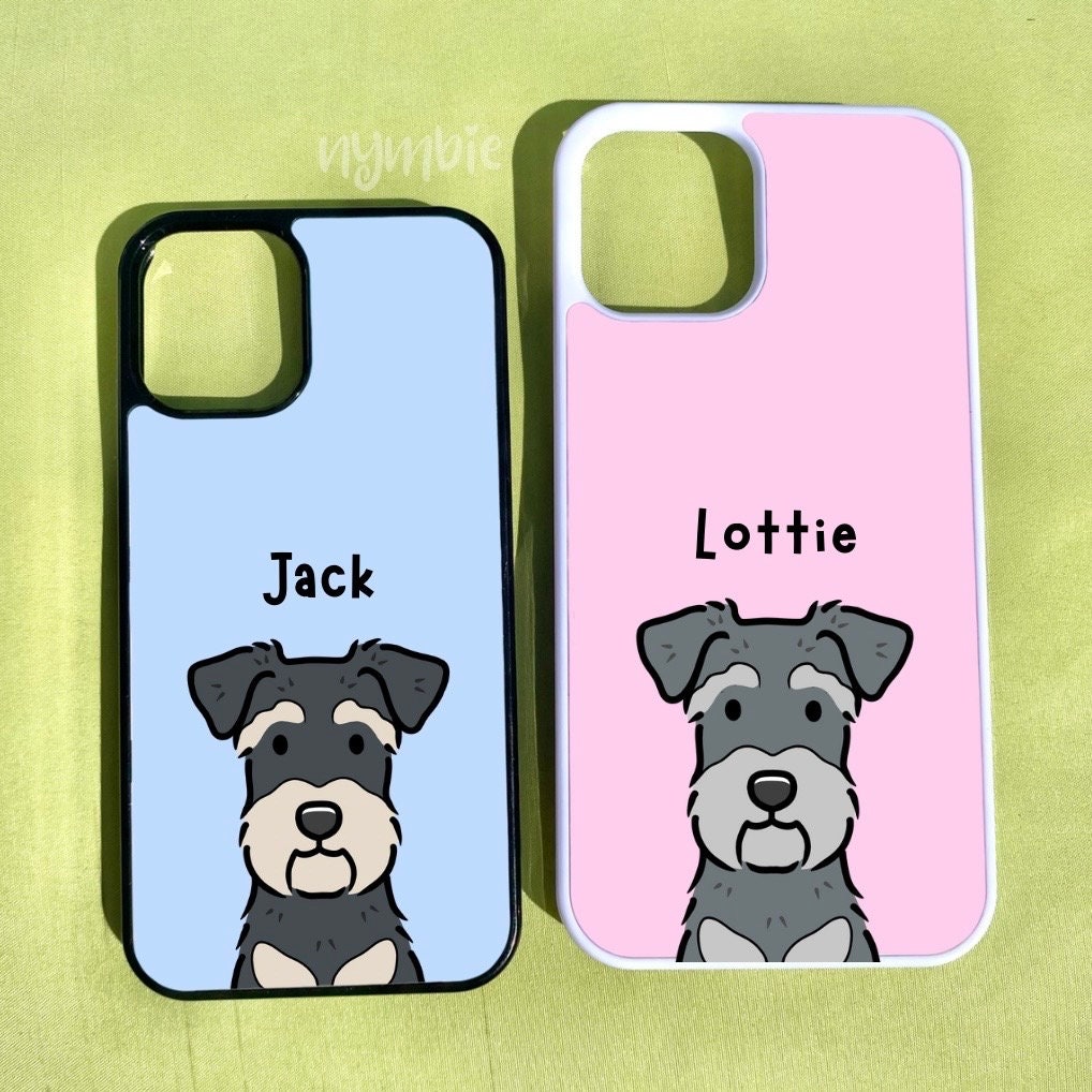 Schnauzer Cartoon Dog Breed Phone Case Personalised Pet Portrait Illustration iPhone Samsung Cover