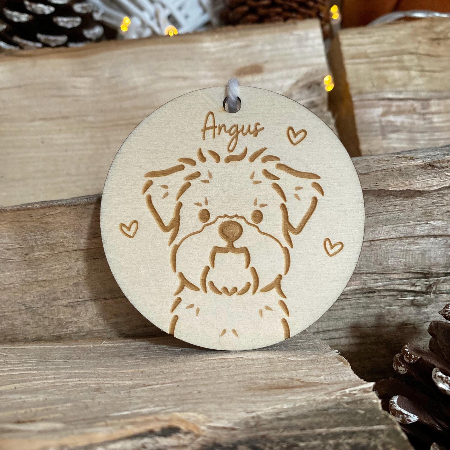 Affenpinscher Dog Breed Decoration Wood Ornament Cute Personalised Illustration Portrait Christmas Bauble Wooden Decor | nymbie