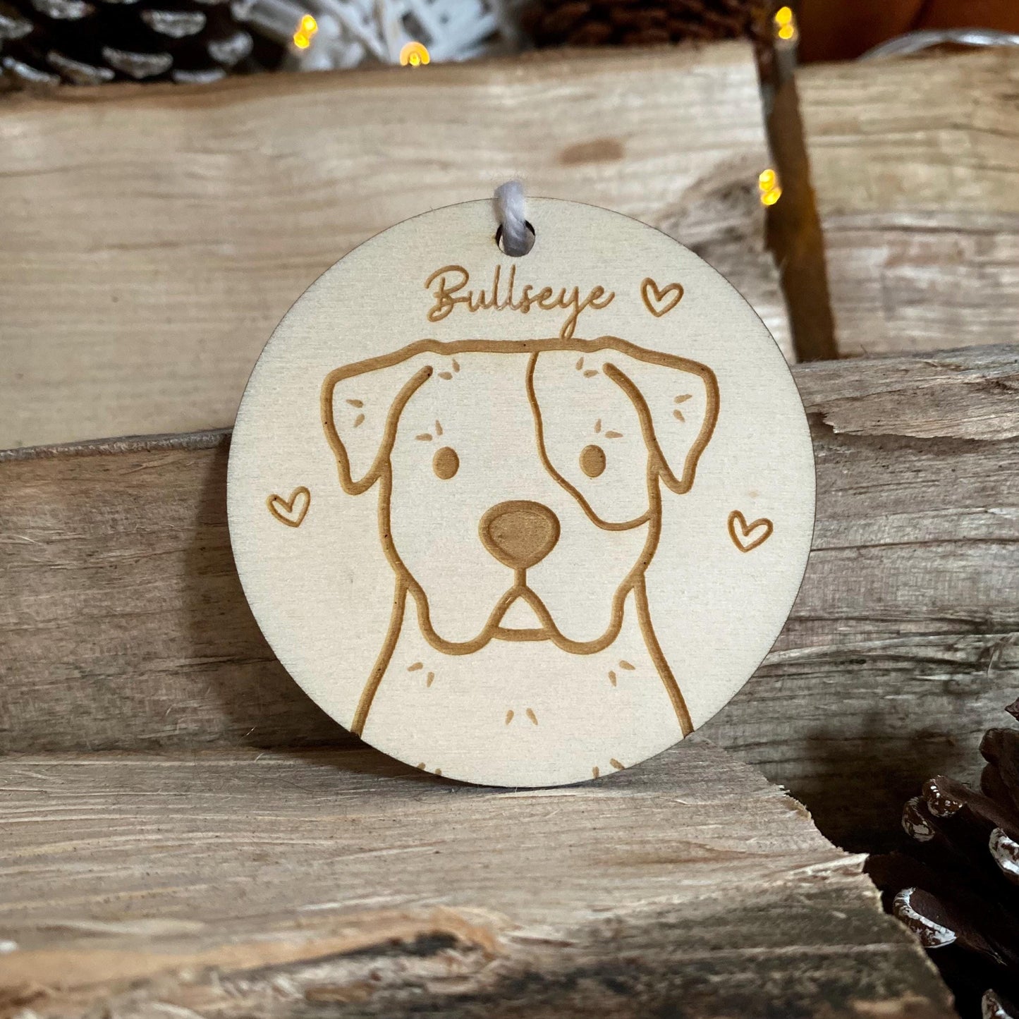 American Bulldog Dog Breed Decoration Wood Ornament Cute Personalised Gift Illustration Portrait Christmas Bauble Wooden Decor | nymbie