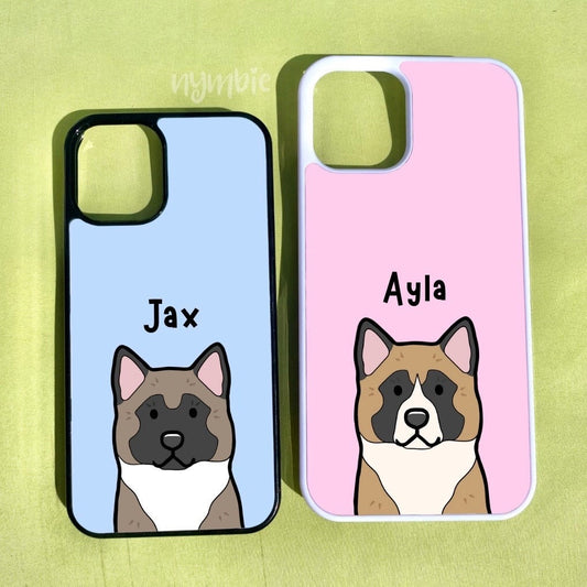 Akita Cartoon Dog Breed Phone Case Personalised Pet Portrait Illustration iPhone Samsung Cover