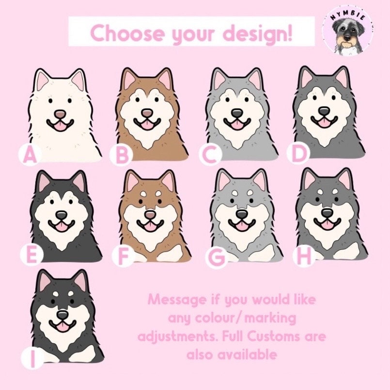 Alaskan Malamute Cartoon Dog Breed Phone Case Personalised Pet Portrait Illustration iPhone Samsung Cover