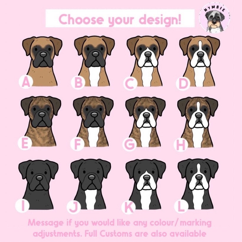 Boxer Cartoon Dog Breed Phone Case Personalised Pet Portrait Illustration iPhone Samsung Cover